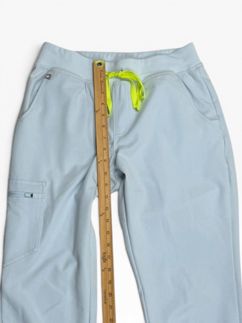 FIGS Zamora Jogger Scrub Pants Open Skies Blue Neon Drawstring S/P 1000208 - Picture 8 of 9
